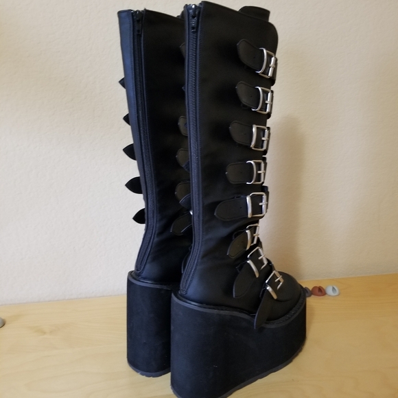 Demonia Swing-815 Black Vegan Leather  Knee Boot Size 7 - Picture 7 of 14